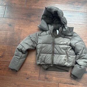Alo Brown Puffer Jacket with Hood